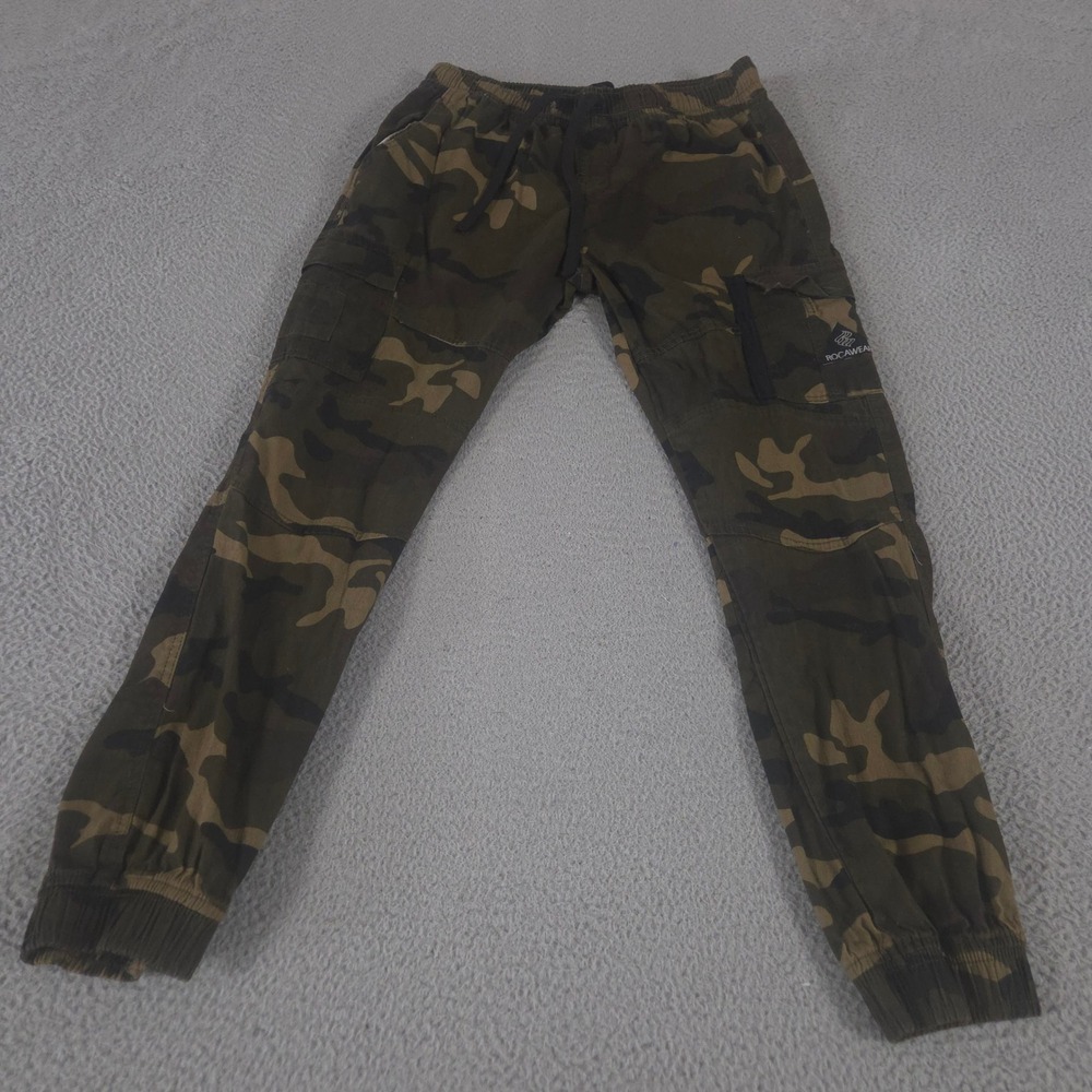 Rocawear Pants Mens L Green Camo Jogger Cargo Tapered Leg Stretch Cotton Utility